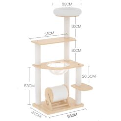 CHONGBEIYA Pinewood Space And Wheel Scratcher Cat Tree 1.3m