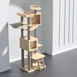 POPOCOLA Pine Wood Wooden Cat Tree 1.67m