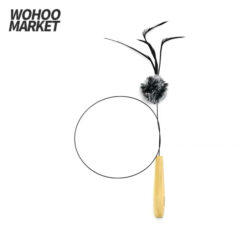 WOHOO MARKET Feather Cat Teaser Wand (Frost Rabbit Fur Ball)